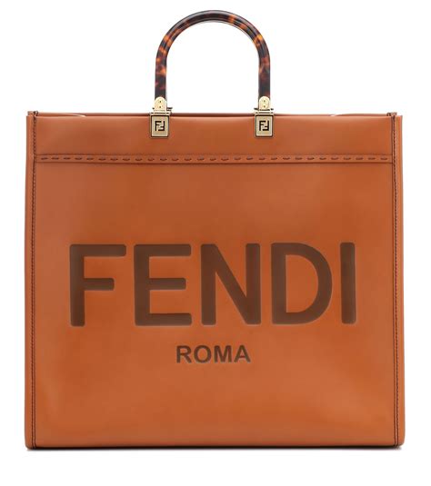 Fendi Sunshine Large Shopper in pelle marrone 